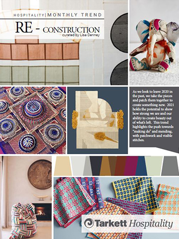 JANUARY 2021: RE-CONSTRUCTION  This trend highlights the push towards “making do” and mending, with patchwork and visible stitches. 