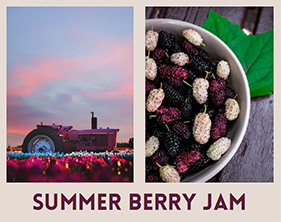 June 2022: Berry Jam borrows the colors of summer berries and uses patterns that make us feel like taking a trip through summertime.