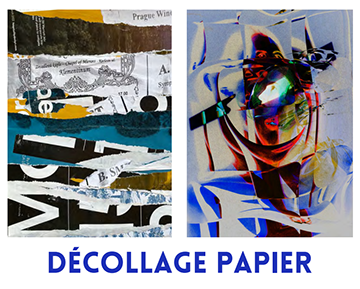 JULY 2022: Decollage Papier is inspired by lacerated posters.  It reveals the passing of time, where we have been, past memories and past thoughts.