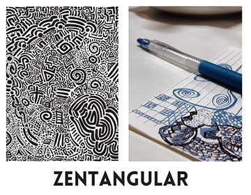 AUGUST 2022: Zentangular explores the method of design that helps artists and designers expand their creative process by creating patterns composed of other smaller patterns.